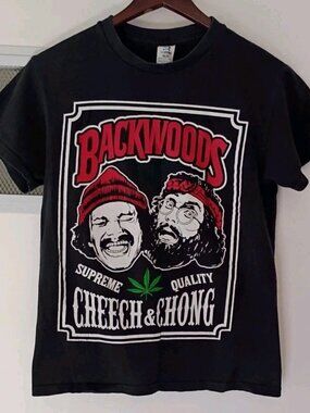Cheech & Chong Mens Backwoods Cannabis High Graphic T-Shirt Black S Backwoods